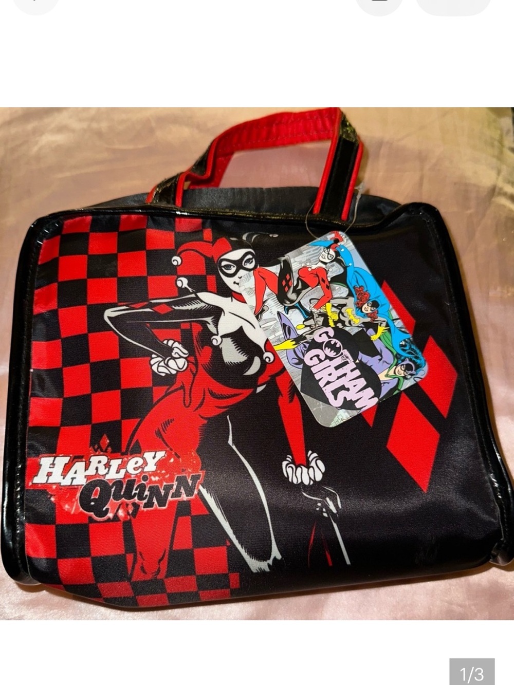 Harley Quinn Black and Red Graphic Make Up Bag